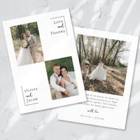 Minimalist 3 Photo Wedding Thank You Card