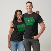 Iowa State Map Green Outline & Photo Text Unisex T-Shirt