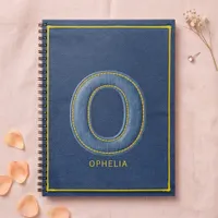 Y2K Blue Denim Yellow Stitch Letter O Monogram Notebook