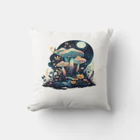Cottagecore And Aesthetic Goblincore Mushroom Fair Throw Pillow