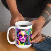 Colorful Abstract Digital Art | Women in Sunglasse Coffee Mug