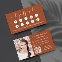 Burnt orange QR code photo business loyalty card