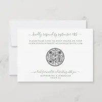 QR Code Tropical Floral Pineapple Wedding RSVP
