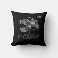 F-Caw-F Cow Funny Bird USA Vintage Flag Funny Humo Throw Pillow