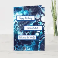 Blue Green Marble Art Happy Birthday Father Card