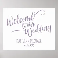 Brush Calligraphy Wedding Welcome Sign- Lavender Poster