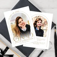 Modern Elegant Typography Gold 2 Photo Arch Grad Announcement