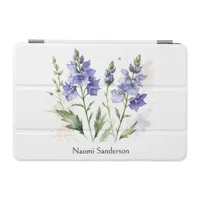 Elegant Watercolor Blue Larkspur Wildflower iPad Mini Cover