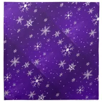 White Snowflakes Blue-Purple Backgrd Cloth Napkins