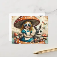 Alice and the Rabbit on a Float Trip Postcard