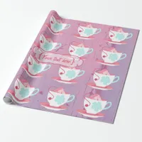 Girl's Birthday Tea Party Shabby-Chic Personalized Wrapping Paper