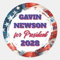 Gavin Newsom for President Political Classic Round Sticker