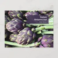 Modern Purple & Green Artichoke Photo Postcard