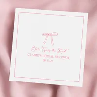 Custom "Tying the Knot" Pink Bow Bridal Shower Napkins