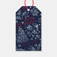  Merry Christmas Hand Draw Doodle Gift Tags