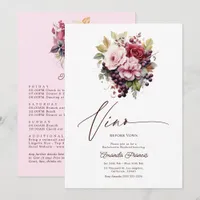 Vino Before Vows Floral Wine Bachelorette Weekend Invitation