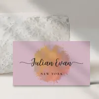 Modern Glitter Holographic Elegant Script Pink Business Card