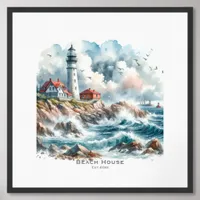 Downloadable Seascape Lighthouse Coastal Art  Framed Art