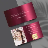 Burgundy photo logo elegant business card