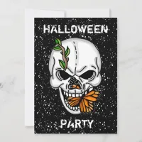 Skull and Butterfly Halloween Party Invitation