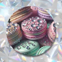 Pretty Macaron Bling Classic Round Sticker