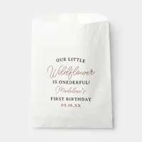  Modern Chic Wildflower Script 1st Birthday Girl  Favor Bag