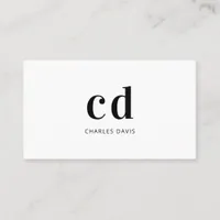 Black white monogram initials minimalist business card