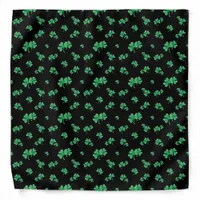 Gradient Green Irish Shamrock Pattern on Black Bandana