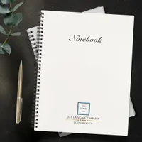 Modern Minimalist White Blue Border Logo Business Notebook