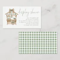 Sage Gingham Farmers Market Display Baby Shower  Enclosure Card