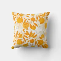 Abstract orange botanical leaf throw pillow