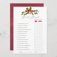 Floral Holly Christmas Bridal Shower Game Invitation