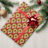 Nostalgic Christmas Wreath Bow Cute Fun Whimsical Wrapping Paper