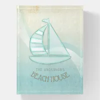 Beach House Nautical Sailboat Aqua Blue ID623 Paperweight