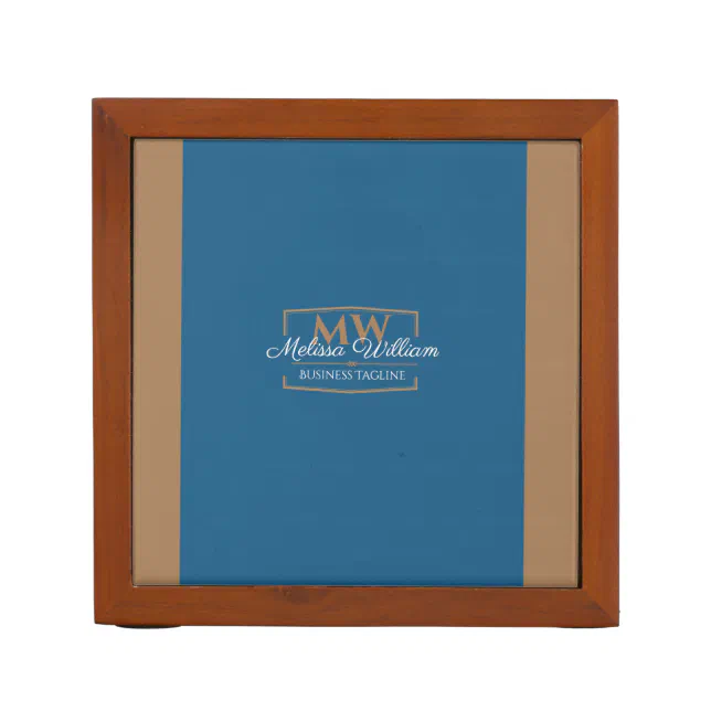 Blue Gold Monogram Desk Organizer