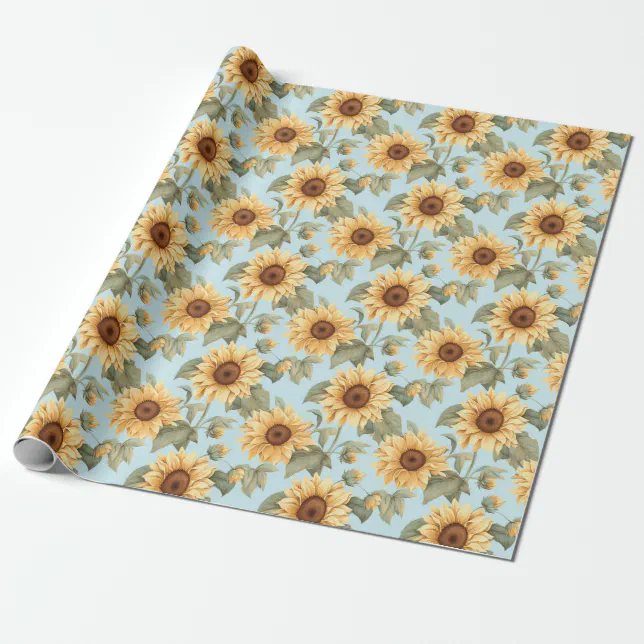 Soft Pastel Sunflower Pattern Wrapping Paper