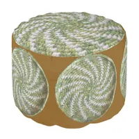 Round Pouf - Crochet Spirals in White and Green