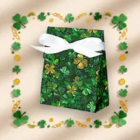 Lucky Gold and Green Shamrock Party Favor Boxes