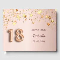 18th birthday blush rose gold stars name guest book