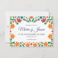 Floral Colorful Botanical Flowers Spanish Wedding Save The Date