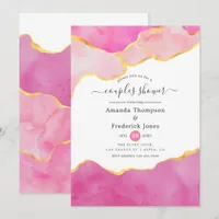 Pink and Gold Agate Couples Shower Invitation
