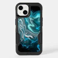 Black and Blue Marble Fluid Art  OtterBox iPhone 14 Case
