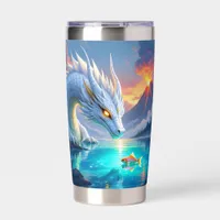 Surreal White Dragon and Gold Fish Insulated Tumbler