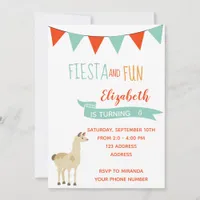 8th birthday party invitation fiesta with lama