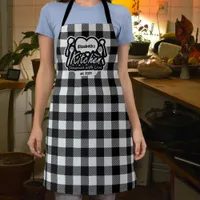 Rustic Black & White Buffalo Plaid Custom Kitchen  Apron