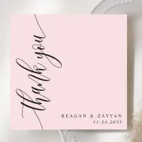 Blush Pink Calligraphy Script Wedding Thank You Card