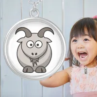 Adorable Baby Goat Cartoon Cute Farm Silver Plated Necklace