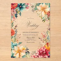 Transparent Romantic Mexican Fiesta Floral Wedding Acrylic Invitations