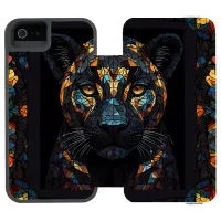 Black Panther Stained Glass Mosaic iPhone SE/5/5s Wallet Case