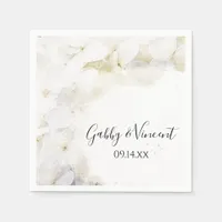 White Hydrangea Flowers Watercolor Wedding Napkins